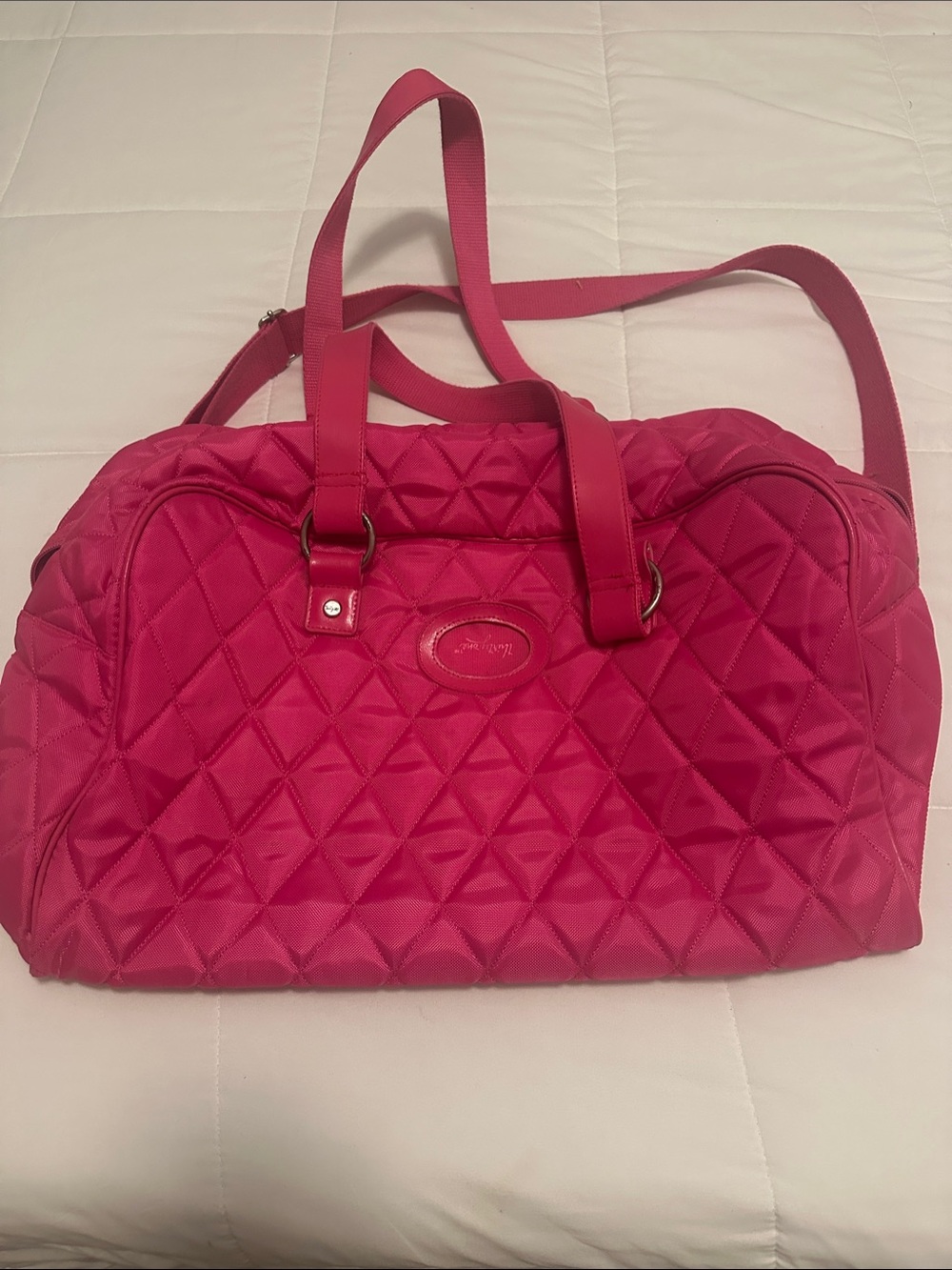 Thirty-One Diamond-Quilted Pink Travel Tote Bag, Weekender